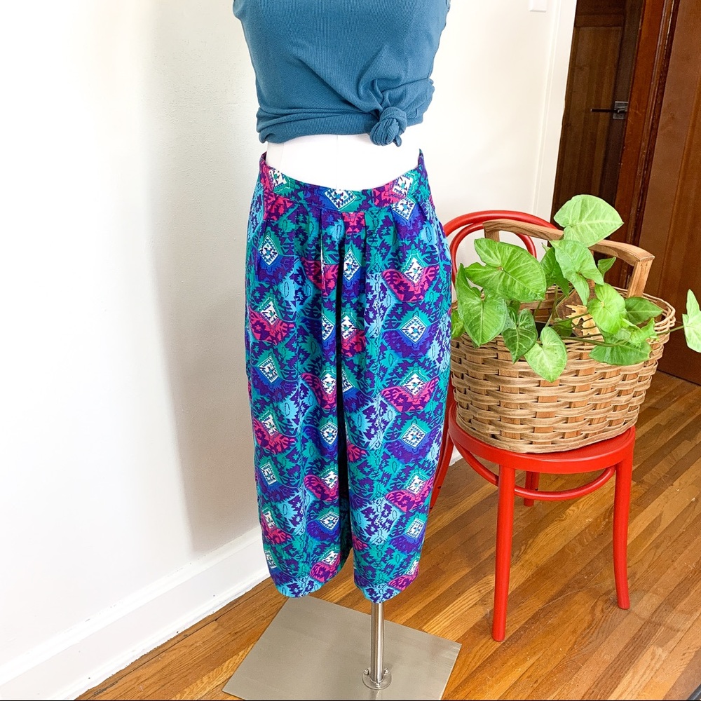 Vintage 80's 90's Aztec Print Culottes/Split Skirt